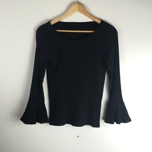 J crew black bell sleeve shirt